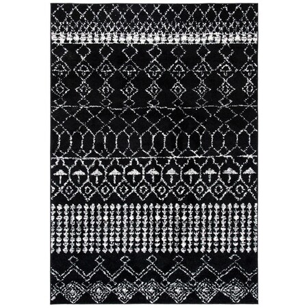 Safavieh 6 x 9 ft. Tulum 200 Power Loomed Rectangle RugBlack & Ivory 0.39 in. TUL229Z-6